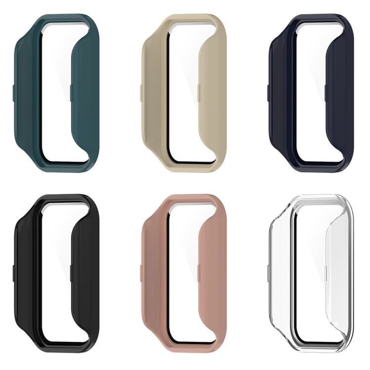 For Xiaomi Smart Band 8 Active / Redmi Band 2 PC + Tempered Film Integrated Watch Protective Case(Ivory White) - Watch Cases by PMC TechLife | Online Shopping South Africa | PMC TechLife