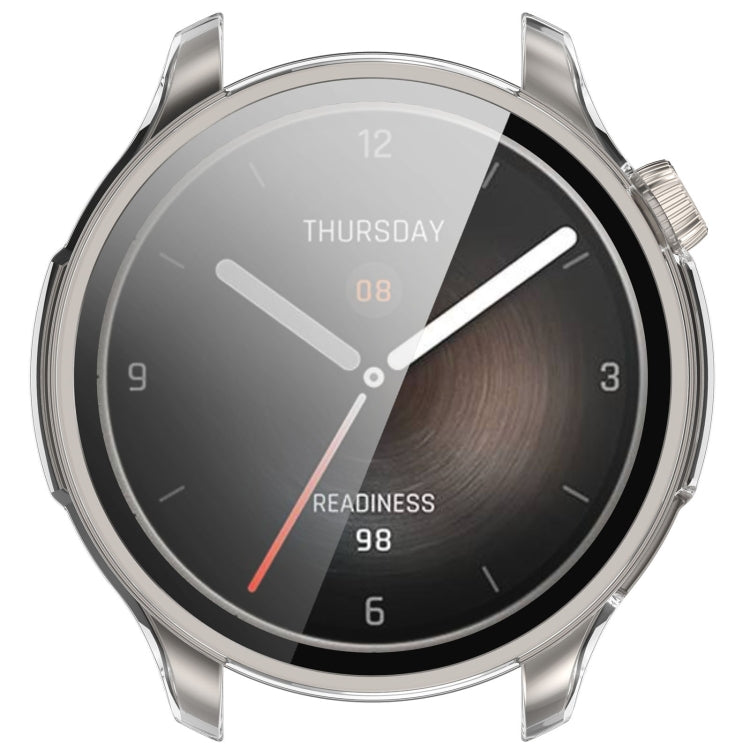 For Amazfit Balance A2286 PC + Tempered Film Integrated Watch Protective Case(Transparent White) - Watch Cases by PMC TechLife | Online Shopping South Africa | PMC TechLife