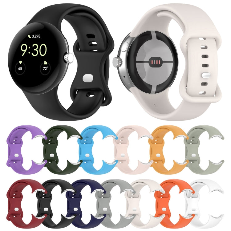 For Google Pixel Watch 2 Solid Color Silicone Watch Band, Size:L Size(Sky Blue) - Watch Bands by PMC TechLife | Online Shopping South Africa | PMC TechLife