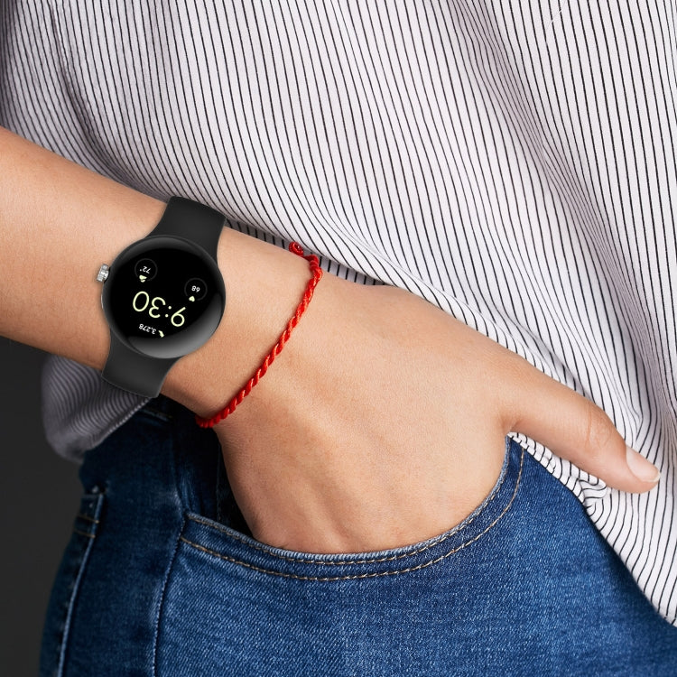 For Google Pixel Watch 2 Solid Color Silicone Watch Band, Size:S Size(White) - Watch Bands by PMC TechLife | Online Shopping South Africa | PMC TechLife