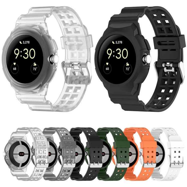 For Google Pixel Watch 2 Integrated Fully Enclosed Silicone Watch Band(Transparent Black) - Watch Bands by PMC TechLife | Online Shopping South Africa | PMC TechLife