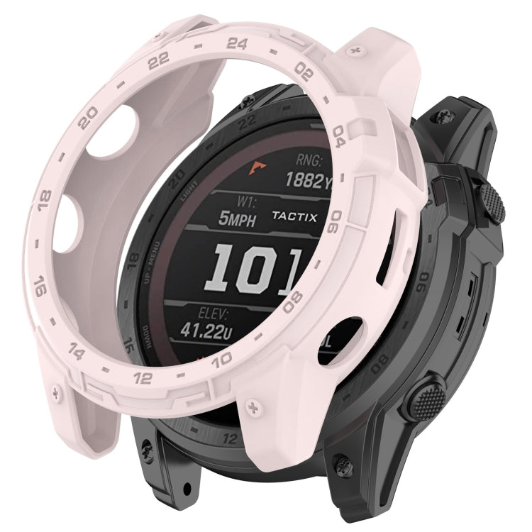 For Garmin Tactix 7 Amoled Armor Hollow TPU Watch Protective Case(Light Pink) - Watch Cases by PMC Jewellery | Online Shopping South Africa | PMC Jewellery