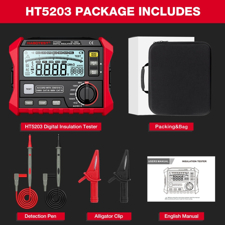 HABOTEST HT5203 Insulation Resistor Tester - free shipping - PMC TechLife - Order now!