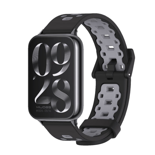 For Xiaomi Mi Band 8 Pro Mijobs Square Hole Breathable Silicone Watch Band(Black Grey) - Watch Bands by MIJOBS | Online Shopping South Africa | PMC Jewellery