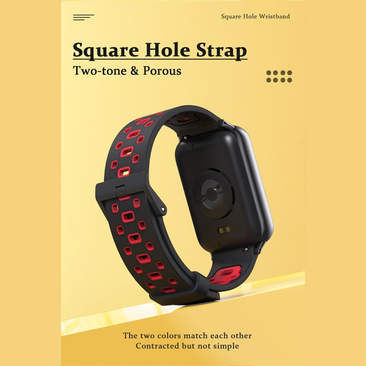 For Xiaomi Mi Band 8 Pro Mijobs Square Hole Breathable Silicone Watch Band(Black Grey) - Watch Bands by MIJOBS | Online Shopping South Africa | PMC Jewellery