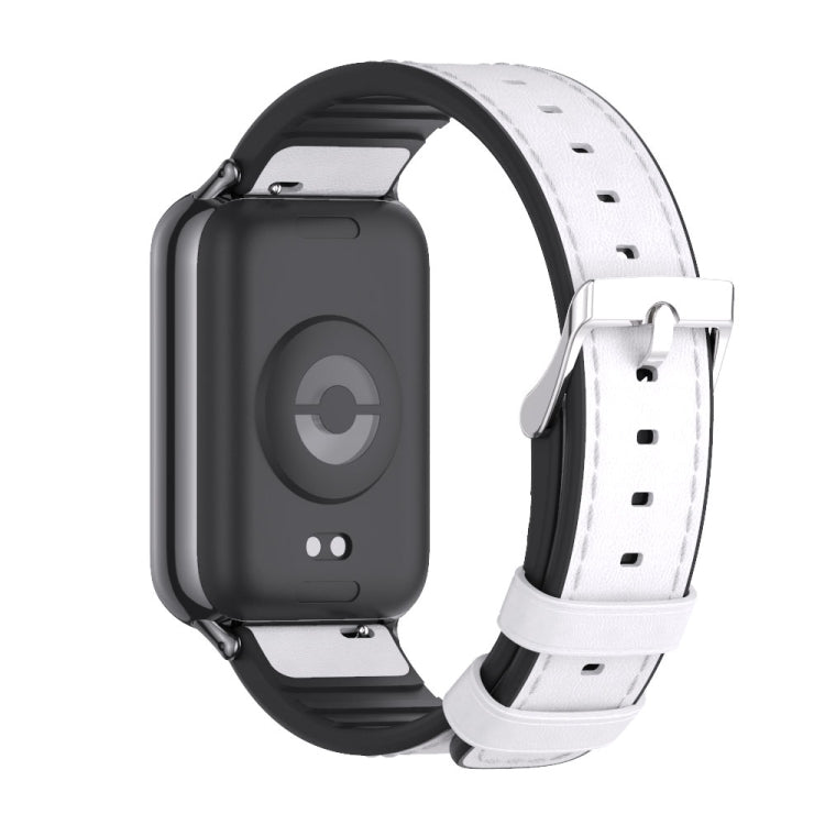 For Xiaomi Mi Band 8 Pro Mijobs TPU Leather Watch Band(White Black) - Watch Bands by MIJOBS | Online Shopping South Africa | PMC Jewellery