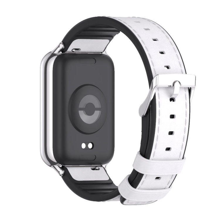 For Xiaomi Mi Band 8 Pro Mijobs TPU Leather Watch Band(White Silver) - Watch Bands by MIJOBS | Online Shopping South Africa | PMC Jewellery