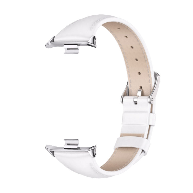 For Xiaomi Mi Band 8 Pro Mijobs Genuine Leather Slim Watch Band(White Silver) - Watch Bands by MIJOBS | Online Shopping South Africa | PMC Jewellery
