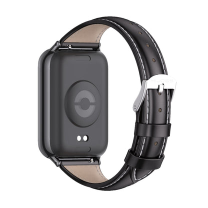 For Xiaomi Mi Band 8 Pro Mijobs Genuine Leather Slim Watch Band(Black) - Watch Bands by MIJOBS | Online Shopping South Africa | PMC Jewellery