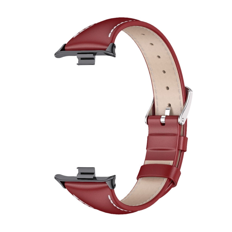 For Xiaomi Mi Band 8 Pro Mijobs Genuine Leather Slim Watch Band(Red Black) - Watch Bands by MIJOBS | Online Shopping South Africa | PMC Jewellery