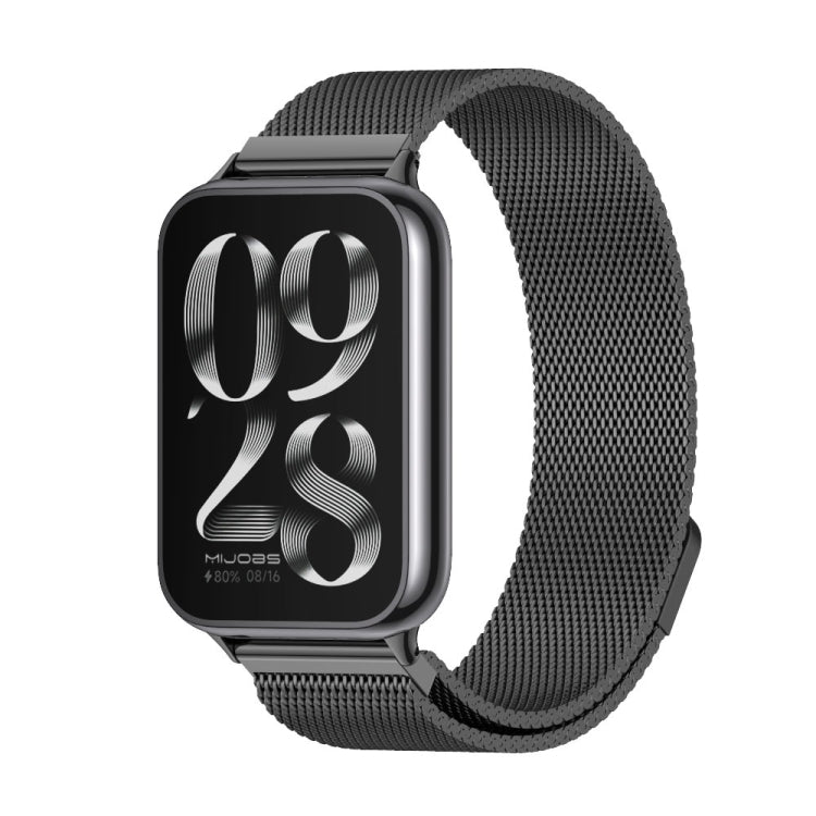 For Xiaomi Smart Band 9 Pro / 8 Pro Mijobs Milan Magnetic Stainless Steel Watch Band(Black) - Watch Bands by MIJOBS | Online Shopping South Africa | PMC TechLife | Buy Now Pay Later Mobicred