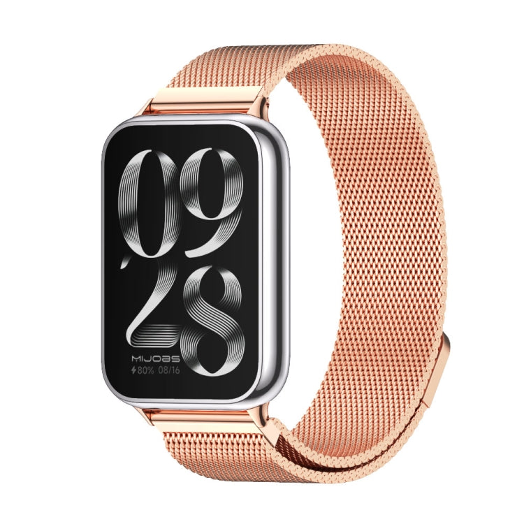 For Xiaomi Smart Band 9 Pro / 8 Pro Mijobs Milan Magnetic Stainless Steel Watch Band(Rose Gold) - Watch Bands by MIJOBS | Online Shopping South Africa | PMC TechLife | Buy Now Pay Later Mobicred