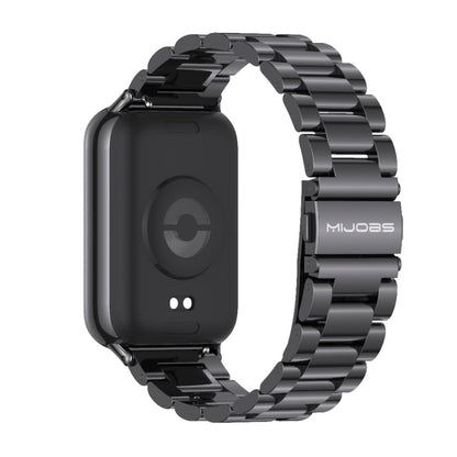 For Xiaomi Mi Band 8 Pro Mijobs Three-Bead Stainless Steel Watch Band(Black) - Watch Bands by MIJOBS | Online Shopping South Africa | PMC Jewellery