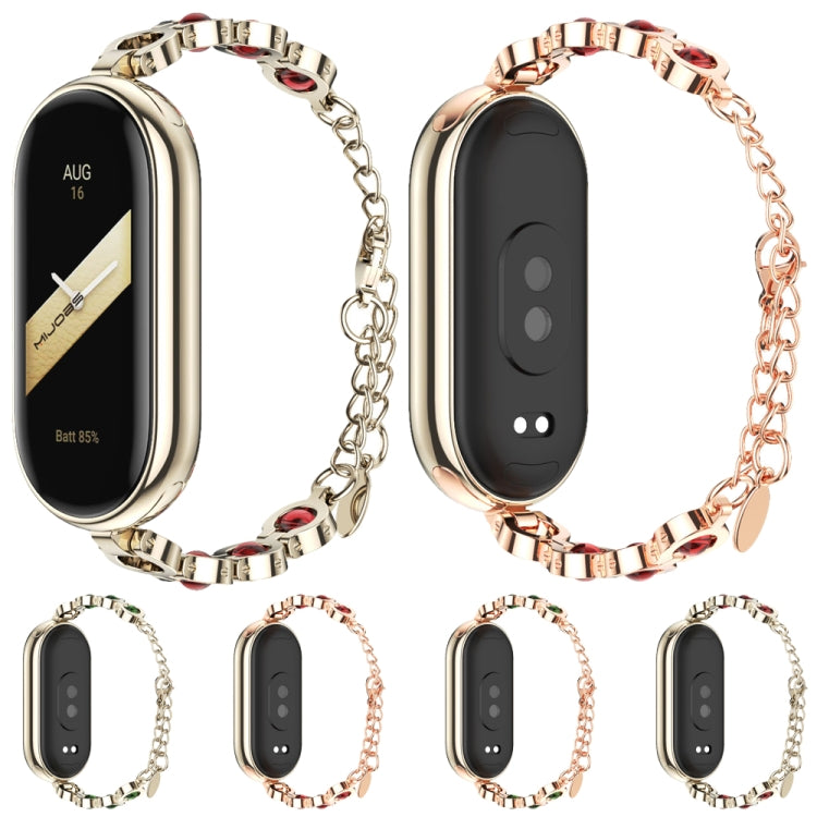 For Xiaomi Mi Band 8 Mijobs Mermaid Beauty Bracelet Watch Band(Rose Gold Red) - Watch Bands by MIJOBS | Online Shopping South Africa | PMC Jewellery