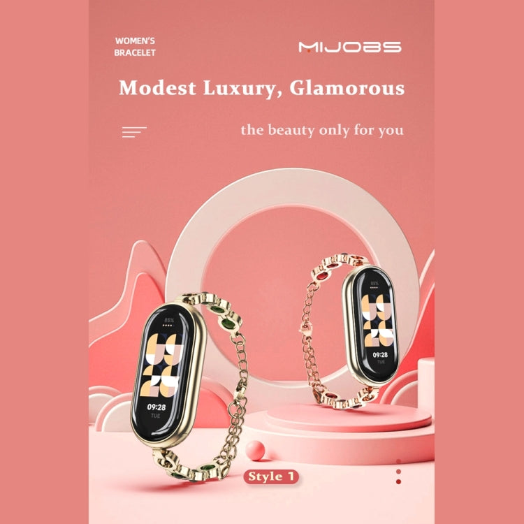 For Xiaomi Mi Band 8 / 9 / 9 NFC Mijobs Mermaid Beauty Bracelet Watch Band(Light Gold Green) - Watch Bands by MIJOBS | Online Shopping South Africa | PMC TechLife | Buy Now Pay Later Mobicred