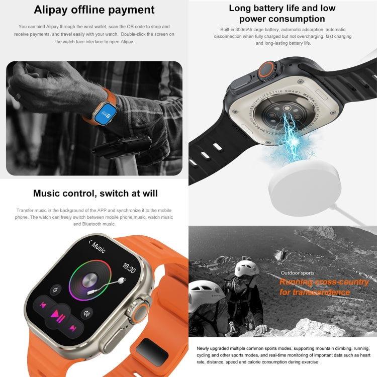 iW9 Ultra 2.04 inch Screen Smart Call Watch, BT Call / Heart Rate / Blood Pressure / Blood Oxygen(Orange Gold) - Smart Wristbands by PMC TechLife | Online Shopping South Africa | PMC TechLife