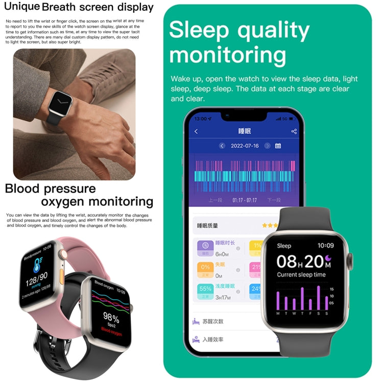 Q9 Smart Bracelet, 2.01 inch Waterproof Smart Watch, BT Call / Heart Rate / Blood Pressure / Blood Oxygen(Pink Gold) - free shipping - PMC TechLife - Order now!