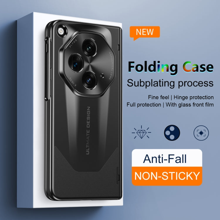 For OPPO Find N3 / OnePlus Open Integrated Frosted Electroplating Full Coverage Phone Case with Pen/Pen Slots(Black) - OnePlus Cases by PMC TechLife | Online Shopping South Africa | PMC TechLife | Buy Now Pay Later Mobicred