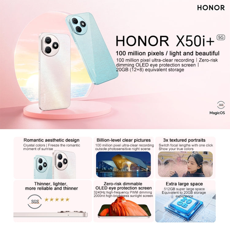 Honor X50i+, 12GB+256GB,  6.7 inch MagicOS 7.2 Dimensity 6080 Octa Core up to 2.4GHz, Network: 5G, OTG, Not Support Google Play(Black) - free shipping - PMC TechLife - Order now!