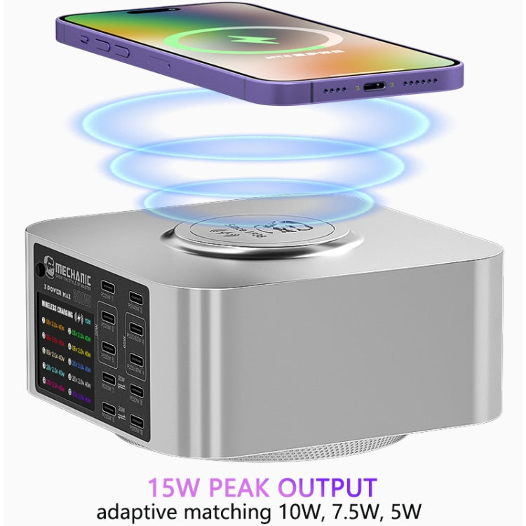 Mechanic X-Power Series Multiport Digital Display USB Charger Station with Wireless Charging, Total Power:300W(EU Plug) - free shipping - PMC TechLife - Order now!