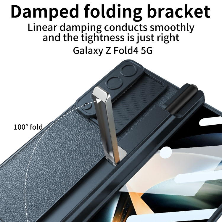 For Samsung Galaxy Z Fold4 GKK Magnetic Hinge Flip Leather Phone Case with Holder(Black) - Galaxy Z Fold4 5G Cases by GKK | Online Shopping South Africa | PMC TechLife | Buy Now Pay Later Mobicred
