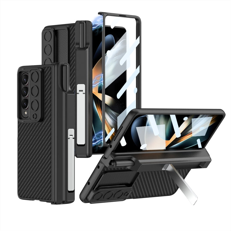 For Samsung Galaxy Z Fold4 GKK Magnetic Hinge Flip Leather Phone Case with Holder(Carbon Fiber) - free shipping - PMC TechLife - Order now!