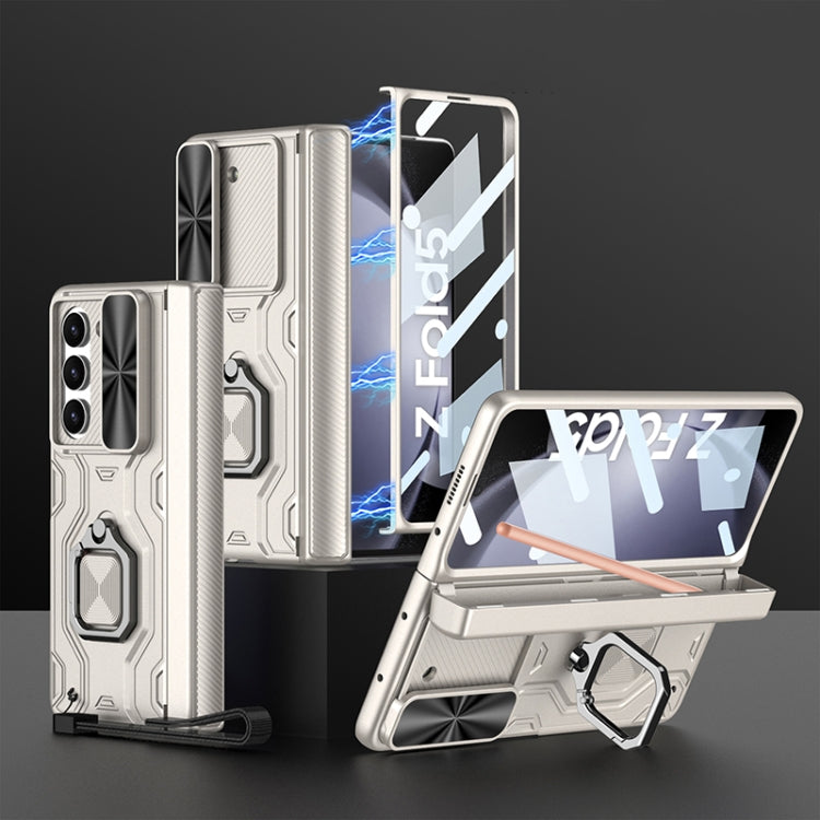For Samsung Galaxy Z Fold5 GKK Integrated Folding Alloy Shell PC Phone Case with Pen Box, Not Included Pen(Silver) - free shipping - PMC TechLife - Order now!