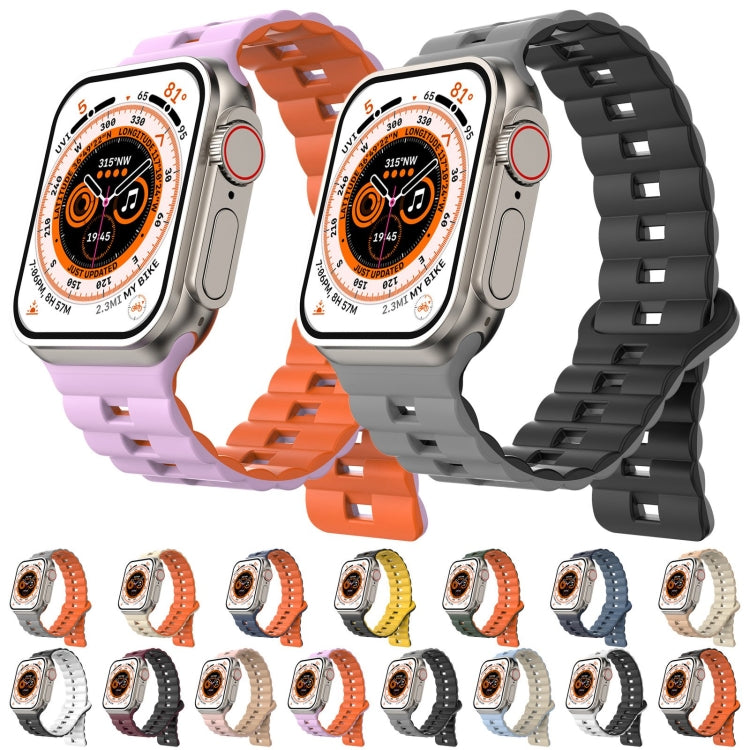 For Apple Watch Series 6 44mm Reverse Buckle Two Color Magnetic Silicone Watch Band(Black+White) - free shipping - PMC TechLife - Order now!