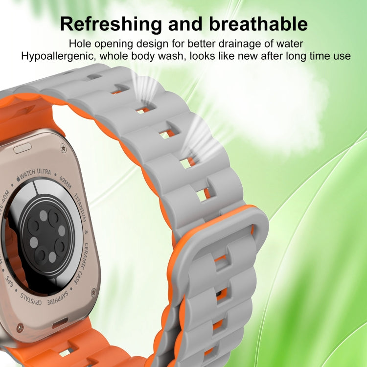 For Apple Watch Series 3 42mm Reverse Buckle Two Color Magnetic Silicone Watch Band(Pink+Grey) - free shipping - PMC TechLife - Order now!