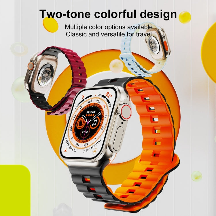 For Apple Watch Series 6 44mm Reverse Buckle Two Color Magnetic Silicone Watch Band(Black+White) - free shipping - PMC TechLife - Order now!