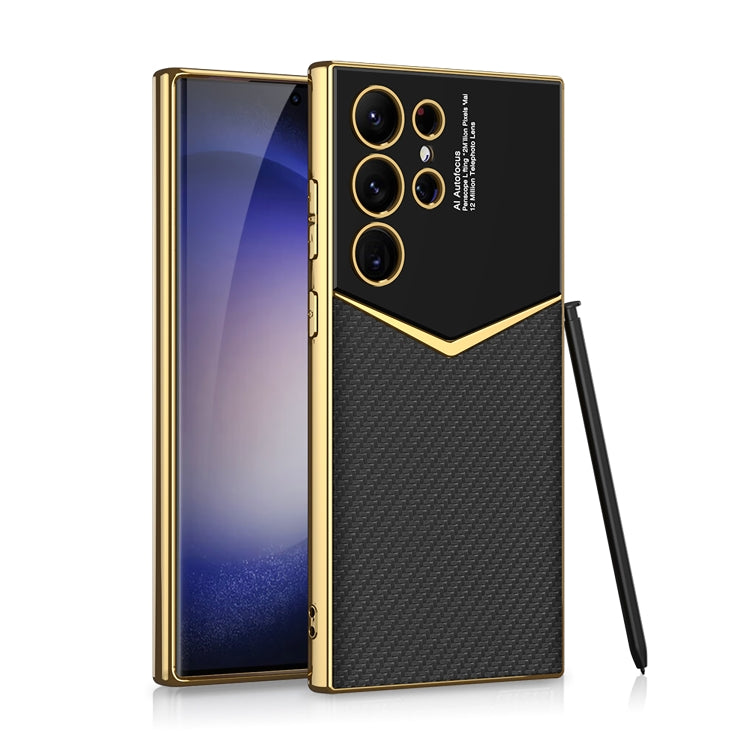For Samsung Galaxy S24 Ultra 5G GKK Plating Soft TPU + Leather Full Coverage Phone Case without Pen(Carbon Fibre) - free shipping - PMC TechLife - Order now!
