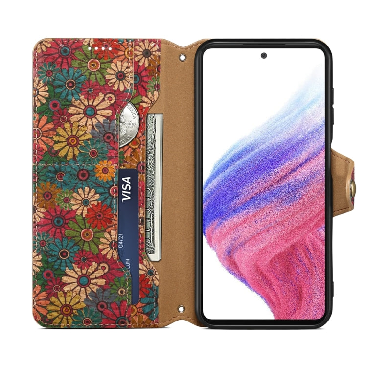 For Samsung Galaxy A05s Denior Flower Language Series Cork Fabric Oil Edge Leather Phone Case(Spring) - free shipping - PMC TechLife - Order now!