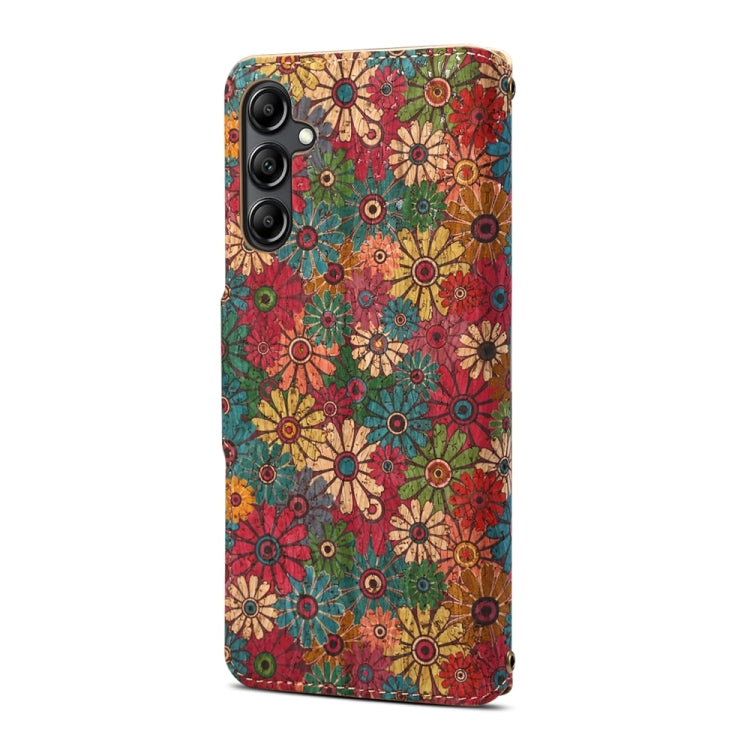For Samsung Galaxy S23 FE Denior Flower Language Series Cork Fabric Oil Edge Leather Phone Case(Spring) - Galaxy S23 FE 5G Cases by Denior | Online Shopping South Africa | PMC TechLife | Buy Now Pay Later Mobicred