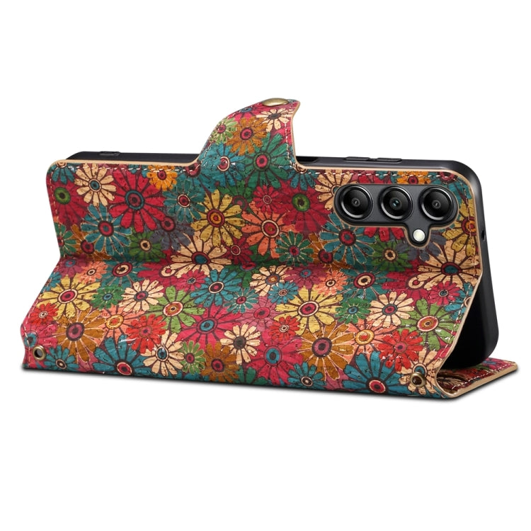 For Samsung Galaxy S23 FE Denior Flower Language Series Cork Fabric Oil Edge Leather Phone Case(Spring) - Galaxy S23 FE 5G Cases by Denior | Online Shopping South Africa | PMC TechLife | Buy Now Pay Later Mobicred