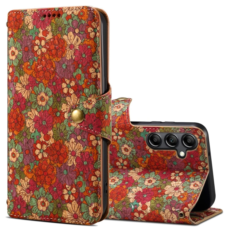 For Samsung Galaxy S23 FE Denior Flower Language Series Cork Fabric Oil Edge Leather Phone Case(Summer) - free shipping - PMC TechLife - Order now!