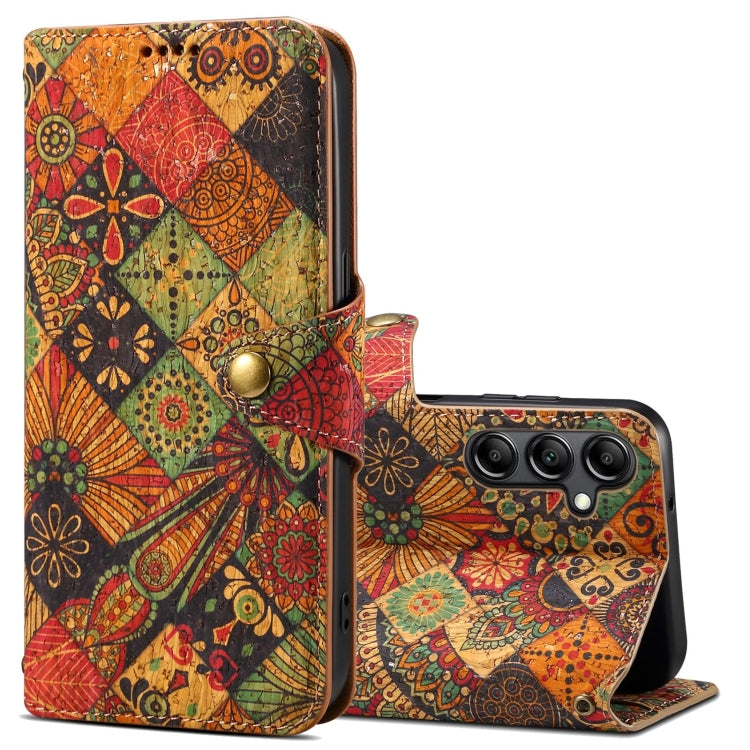 For Samsung Galaxy S23 FE Denior Flower Language Series Cork Fabric Oil Edge Leather Phone Case(Autumn) - Galaxy S23 FE 5G Cases by Denior | Online Shopping South Africa | PMC TechLife | Buy Now Pay Later Mobicred