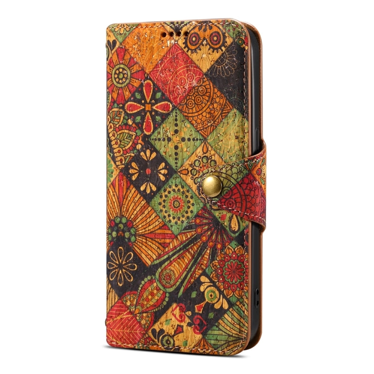 For Samsung Galaxy S23 FE Denior Flower Language Series Cork Fabric Oil Edge Leather Phone Case(Autumn) - Galaxy S23 FE 5G Cases by Denior | Online Shopping South Africa | PMC TechLife | Buy Now Pay Later Mobicred