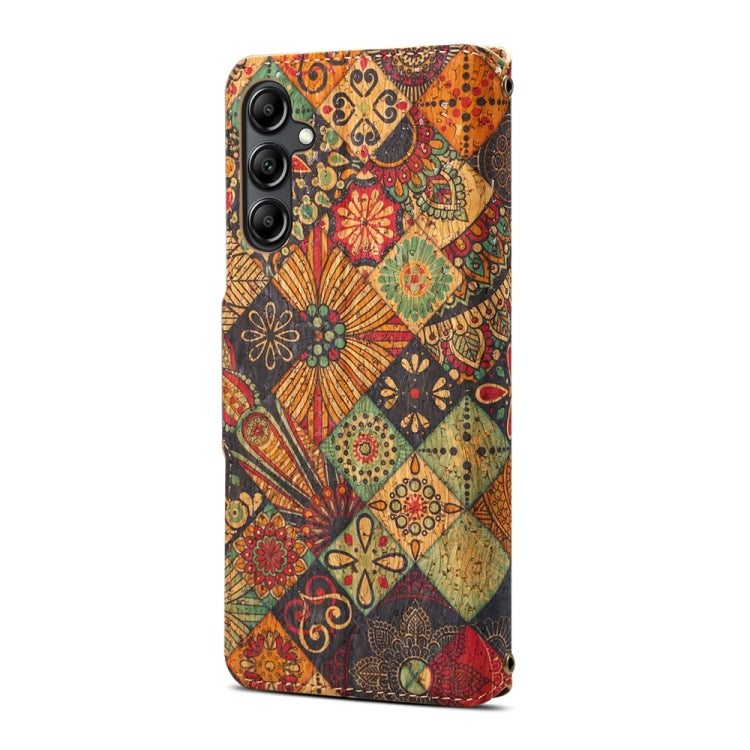 For Samsung Galaxy S23 FE Denior Flower Language Series Cork Fabric Oil Edge Leather Phone Case(Autumn) - Galaxy S23 FE 5G Cases by Denior | Online Shopping South Africa | PMC TechLife | Buy Now Pay Later Mobicred