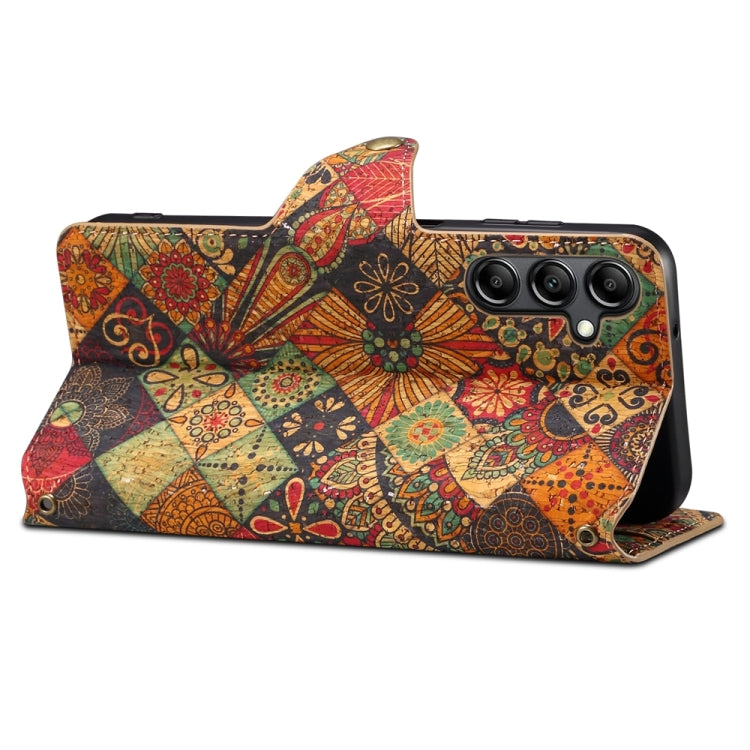For Samsung Galaxy S23 FE Denior Flower Language Series Cork Fabric Oil Edge Leather Phone Case(Autumn) - Galaxy S23 FE 5G Cases by Denior | Online Shopping South Africa | PMC TechLife | Buy Now Pay Later Mobicred