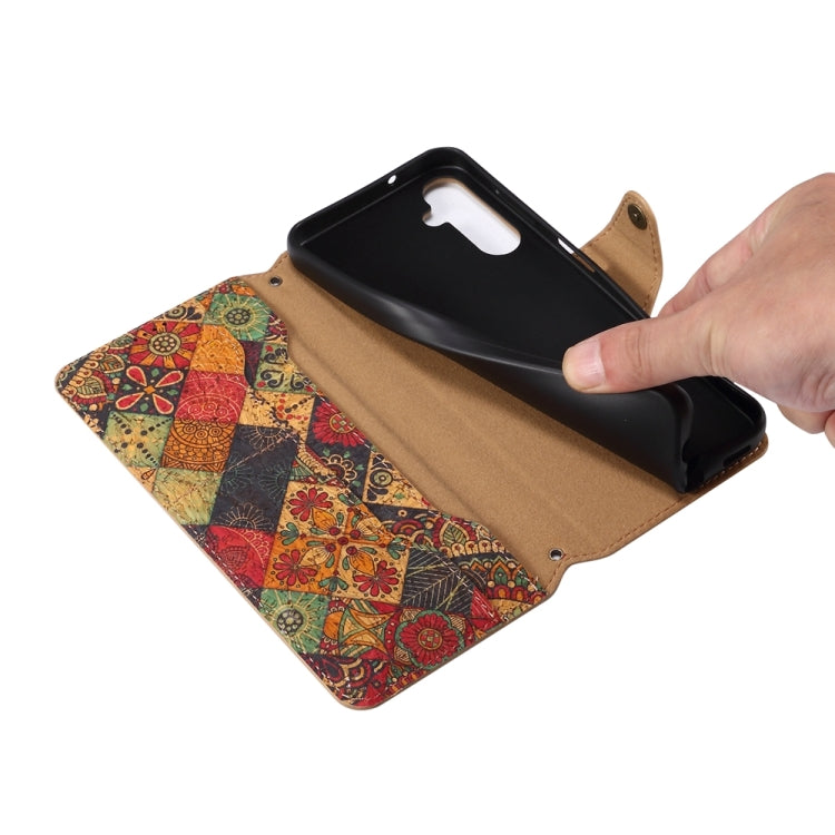 For Samsung Galaxy S23 FE Denior Flower Language Series Cork Fabric Oil Edge Leather Phone Case(Autumn) - Galaxy S23 FE 5G Cases by Denior | Online Shopping South Africa | PMC TechLife | Buy Now Pay Later Mobicred