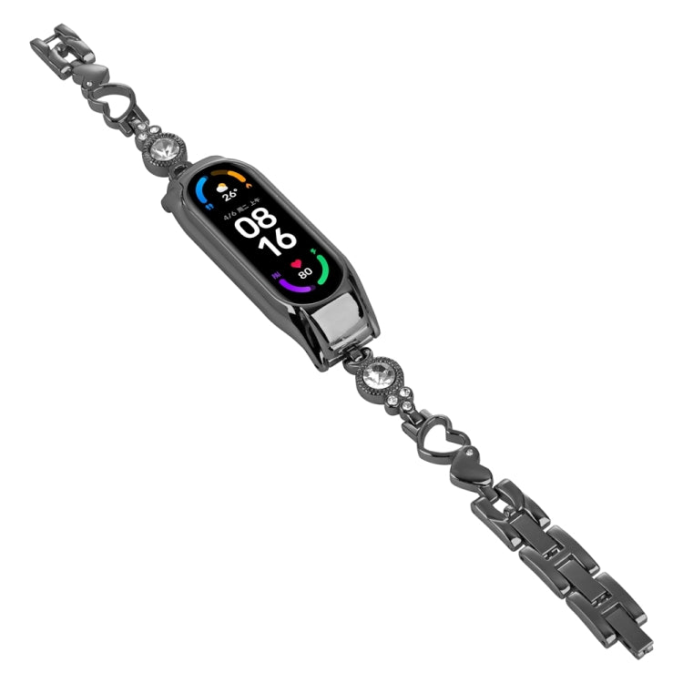 For Xiaomi Mi Band 8 Heart-to-heart Diamond Metal Watch Band(Black) - free shipping - PMC TechLife - Order now!
