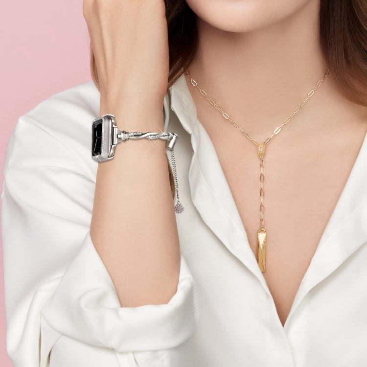 For Apple Watch Ultra 2 49mm Twist Bracelet Diamond Metal Watch Band(Starlight Color) - free shipping - PMC TechLife - Order now!