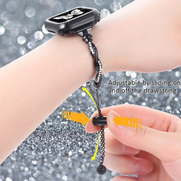 For Apple Watch Ultra 49mm Twist Bracelet Diamond Metal Watch Band(Black) - free shipping - PMC TechLife - Order now!