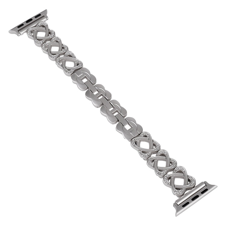 For Apple Watch SE 44mm Hearts Crossed Diamond Metal Watch Band(Starlight Color) - free shipping - PMC TechLife - Order now!