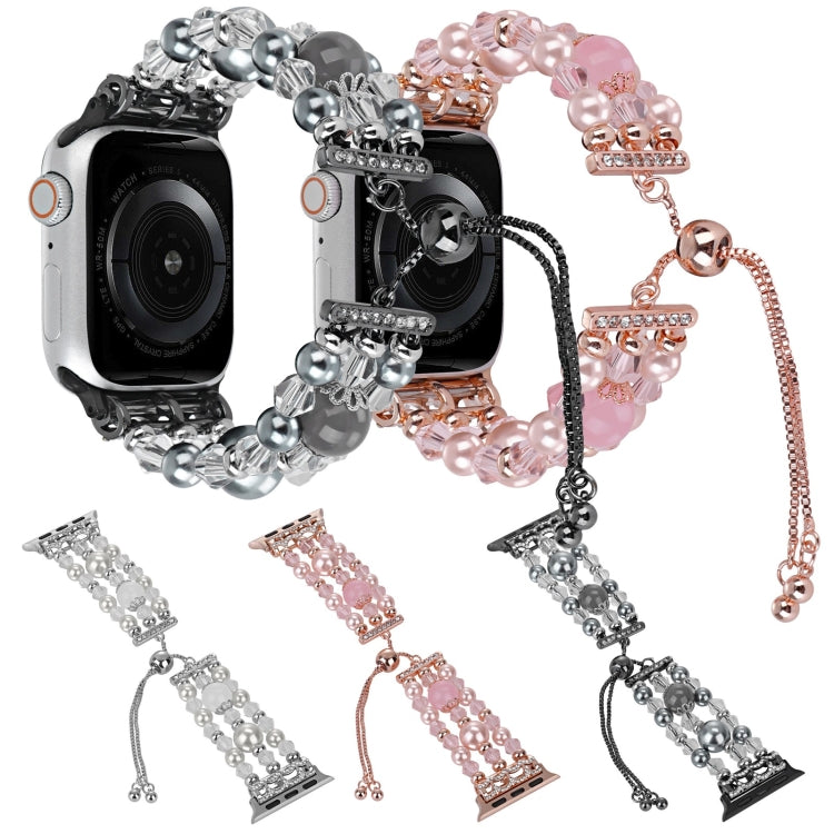 For Apple Watch Ultra 49mm Beaded Onyx Retractable Chain Watch Band(Grey) - free shipping - PMC TechLife - Order now!