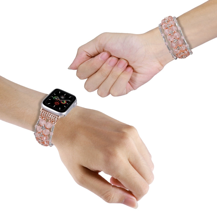 For Apple Watch Series 7 45mm Beaded Diamond Bracelet Watch Band(Pink) - free shipping - PMC TechLife - Order now!