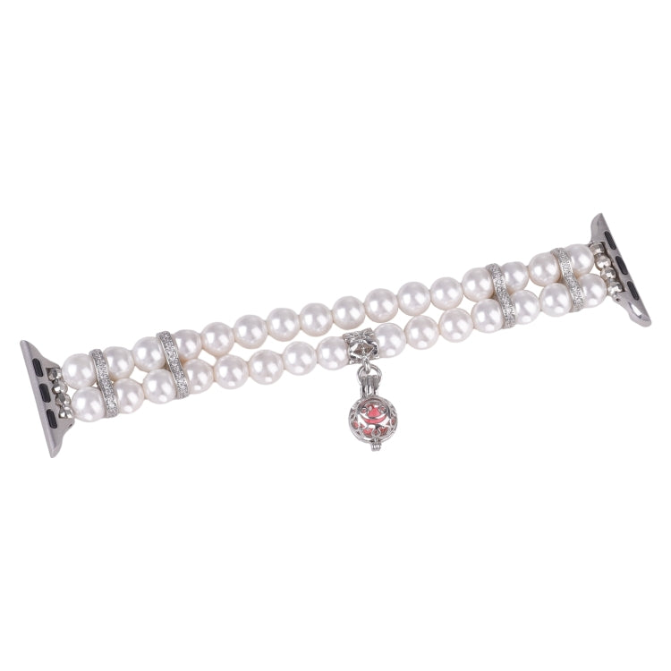 For Apple Watch Series 3 42mm Beaded Dual Row Pearl Bracelet Watch Band(White) - free shipping - PMC TechLife - Order now!