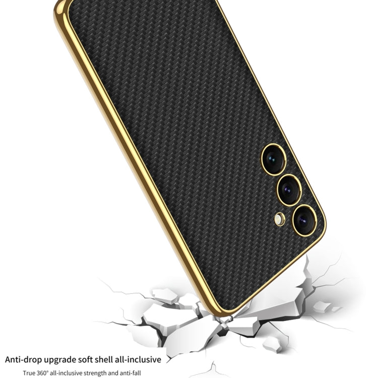 For Samsung Galaxy S24+ 5G GKK Plating TPU + Leather Full Coverage Phone Case(Carbon Fiber) - free shipping - PMC TechLife - Order now!