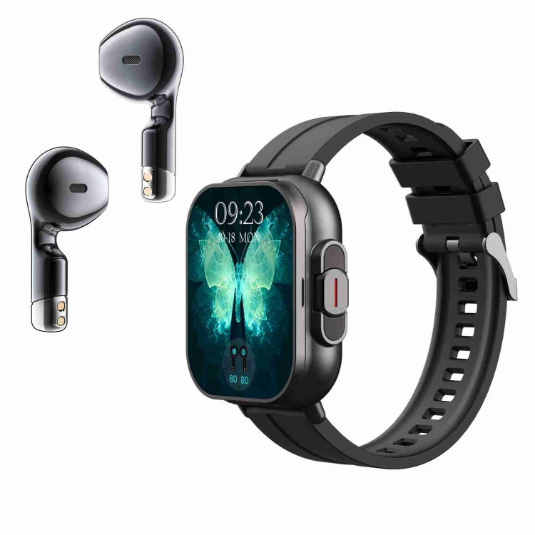 D8 2.01 inch 2 in 1 Bluetooth Earphone Silicone Band Smart Watch, Support Health Monitoring / NFC(Black) - free shipping - PMC TechLife - Order now!