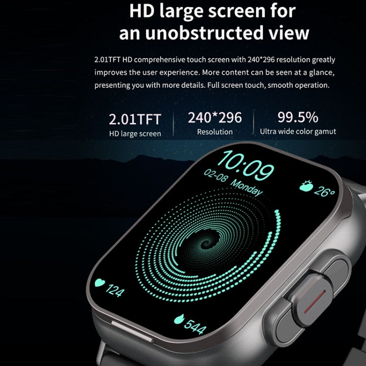 D8 2.01 inch 2 in 1 Bluetooth Earphone Silicone Band Smart Watch, Support Health Monitoring / NFC(Black) - free shipping - PMC TechLife - Order now!